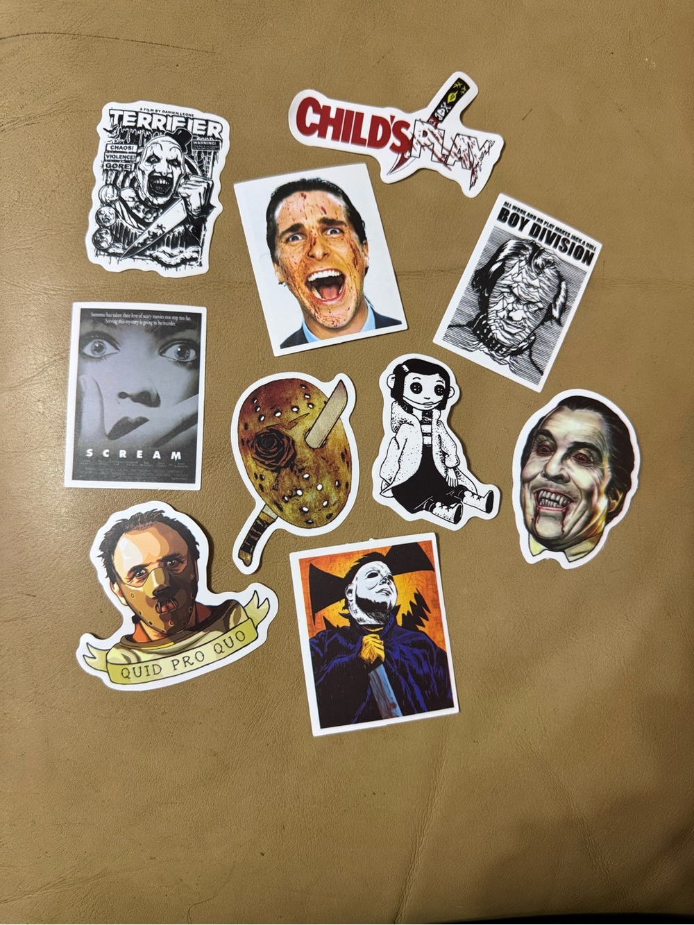 10pc Horror Movie Sticker Lot Terrifier Scream Halloween Child’s Play Halloween